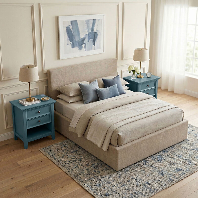 Amherst 24 inch Wide Solid Wood Transitional Bedside Table in French Blue image number 2