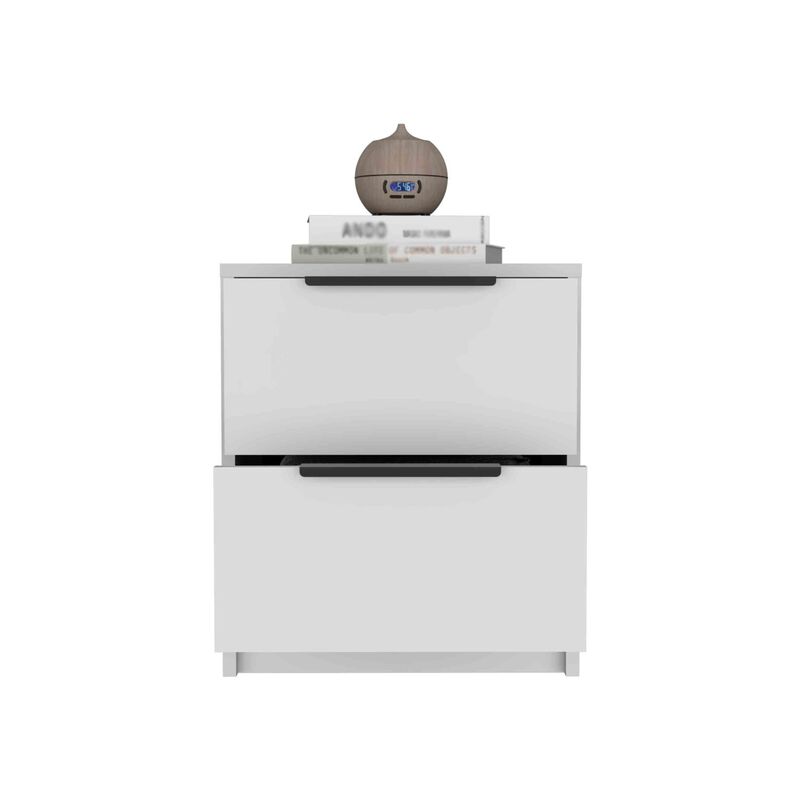 Streamdale Kaia Nightstand, Two Drawers, Metal Handle - White image number 4