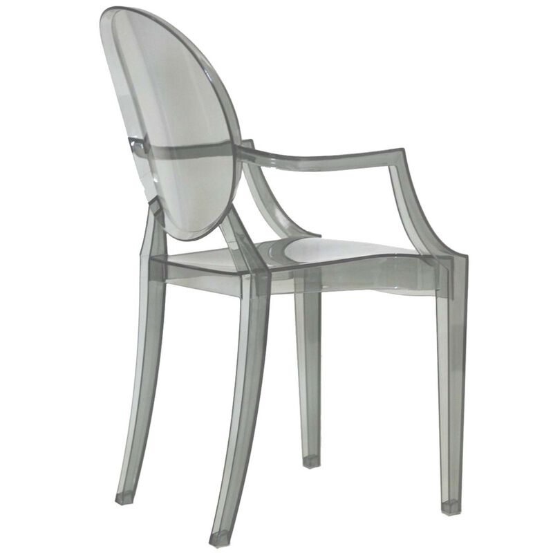Modway Casper Modern Acrylic Stacking Two Dining Armchairs in Smoke image number 4