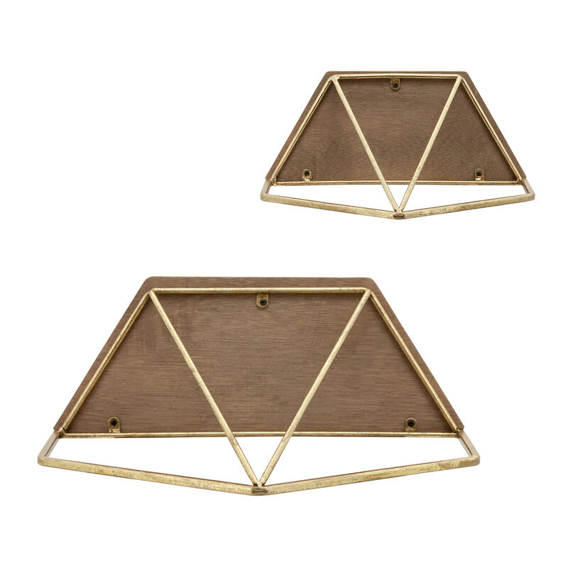 S/2 Metal/Wood Hexagon Shelves image number 4