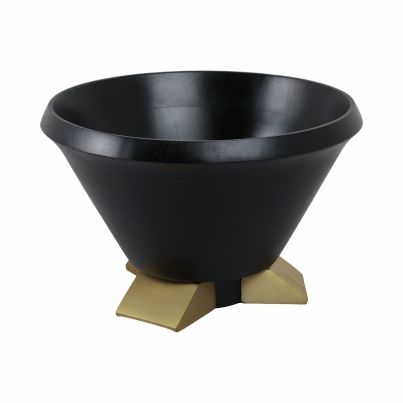 12" Wooden Bowl W/ Metal Legs image number 2