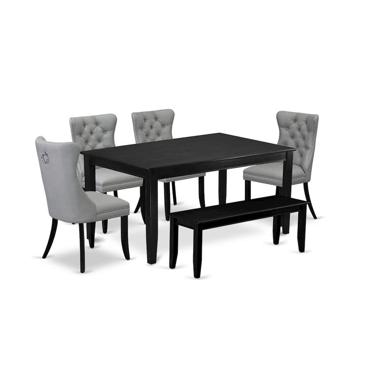 6 Piece Kitchen Table & Chairs Set Consists of a Rectangle Dining Table