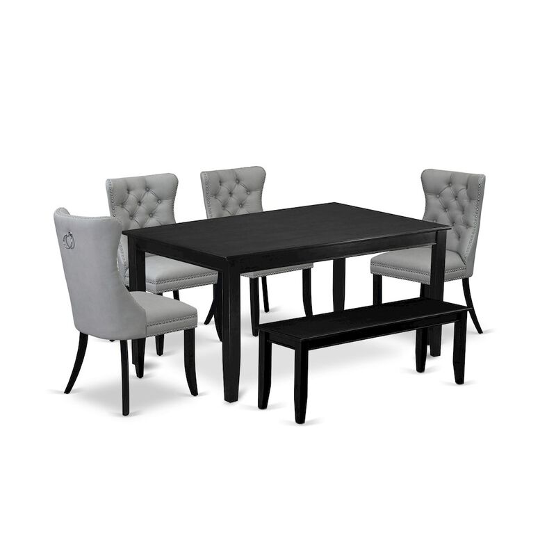 6 Piece Kitchen Table & Chairs Set Consists of a Rectangle Dining Table