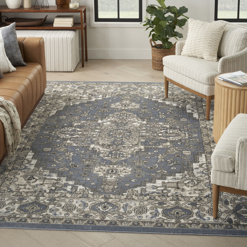 Quarry QUA05 Blue 3'9" x 5'9" Rug