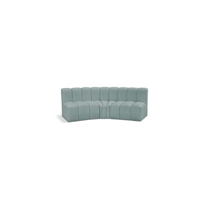 Meridian Furniture Arc Mint Green Vegan Leather Modular Sofa