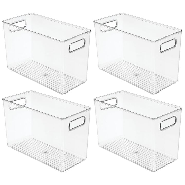 mDesign Plastic Kitchen Pantry Storage Organizer Container Bin - 4 Pack - Clear