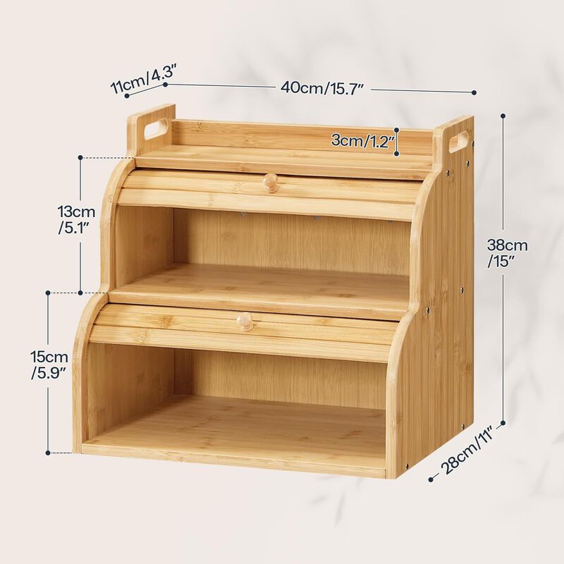 Kitchen Counter Wicker Bread Box for Fresh Bread Storage image number 2