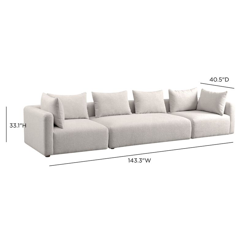 Hangover Cream Heavy Textured Fabric 145" Long Sofa image number 4