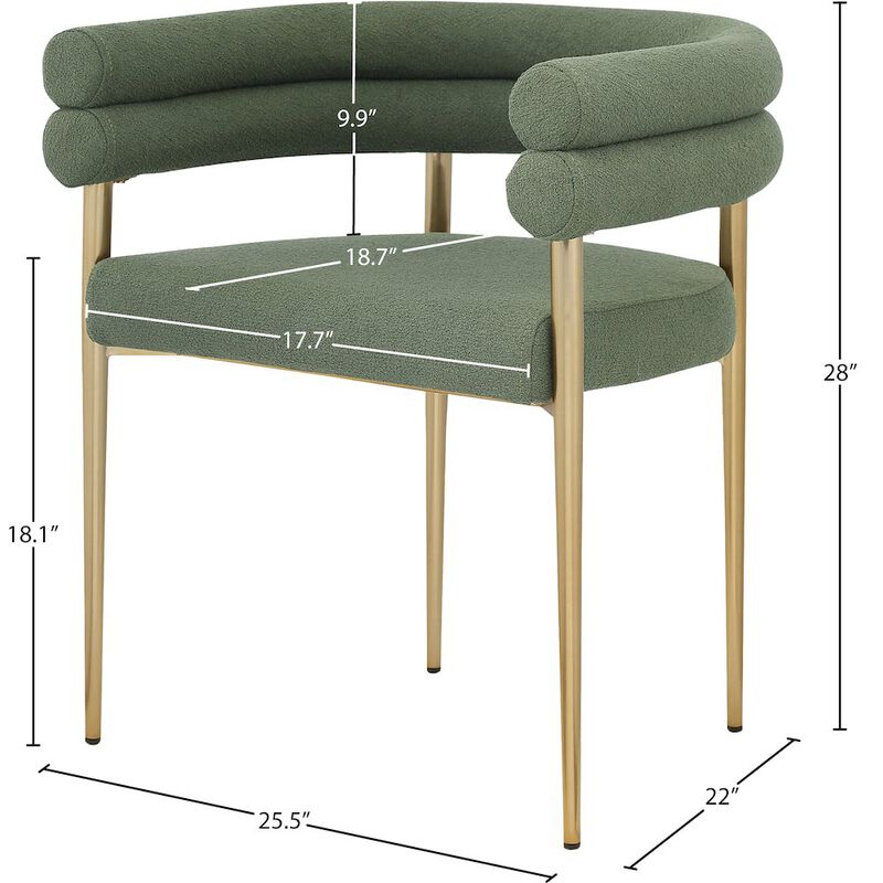 Meridian Furniture Brielle Green Boucle Fabric Dining Chair, Set of 2