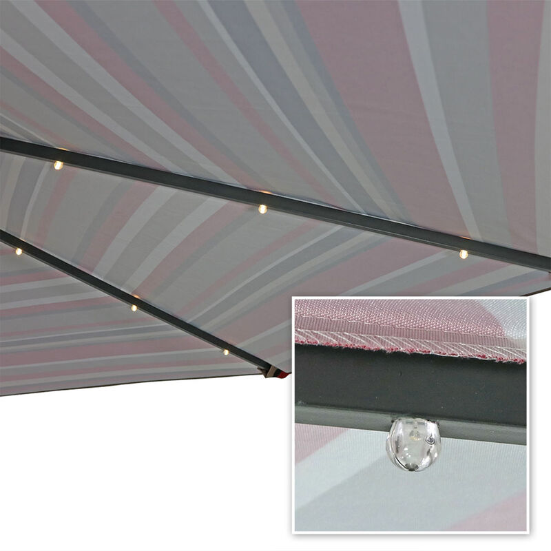 Sunnydaze 9 ft Solar Patio Umbrella with Lights, Tilt, and Crank