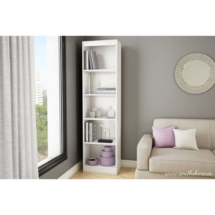 Space-Saving 5-Shelf Slim Bookcase for Books and Decorative Items