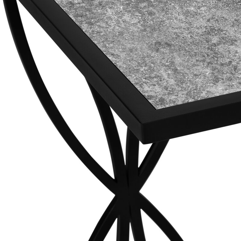 Monarch Specialties I 3305 Accent Table, C-shaped, End, Side, Snack, Living Room, Bedroom, Metal, Laminate, Grey, Black, Contemporary, Modern