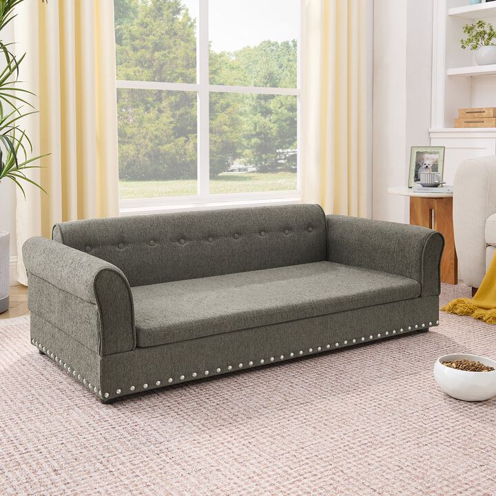 55 Inch Dog Sofa for Medium&Large Dogs, Modern Elevated Dog Sofa Bed with Armrests, Backrest