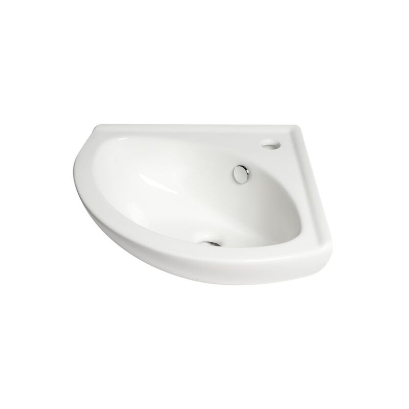 ALFI brand White 22 Corner Wall Mounted Ceramic Sink with Faucet Hole