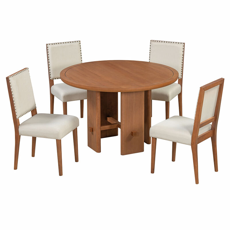 Merax 5-Piece Round Dining Table Set for 4