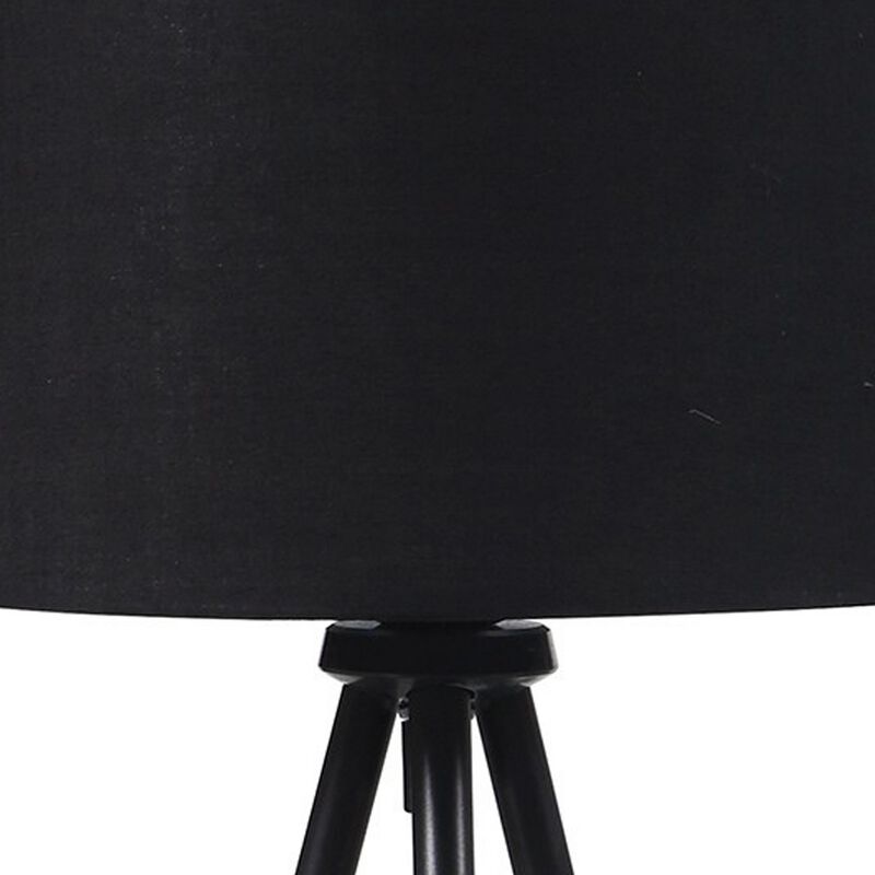 Table Lamp with Tripod Metal Base, Black and Gold - Benzara