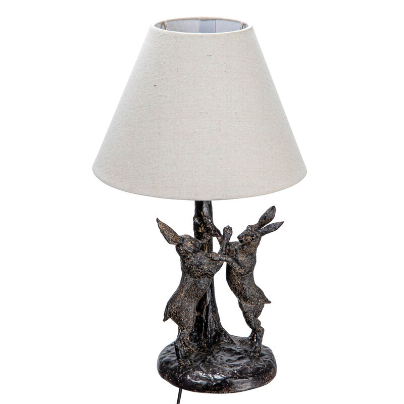Bunny Rabbit Table Lamp with Linen Empire Shade, Brown and Natural image number 6