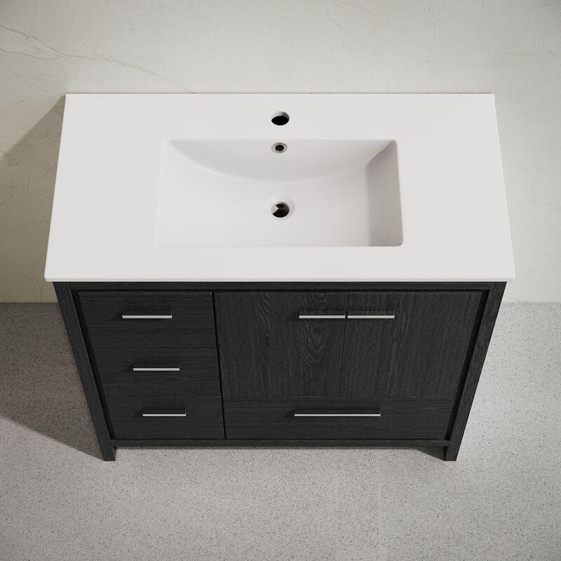 Virage 36" Freestanding Bathroom Vanity in Black Oak with Sink Top image number 5
