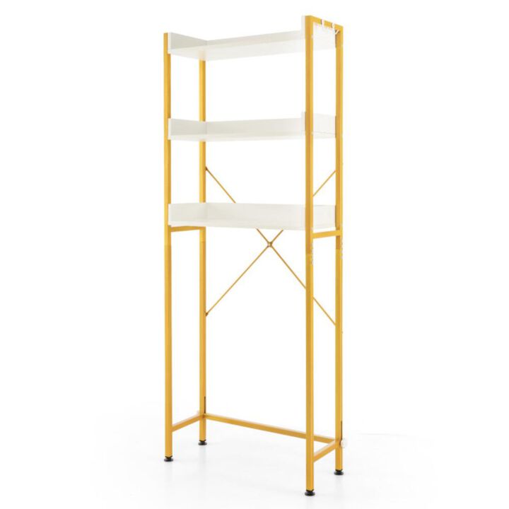 Hivvago Over The Toilet Storage Rack with Hooks and Adjustable Bottom Bar