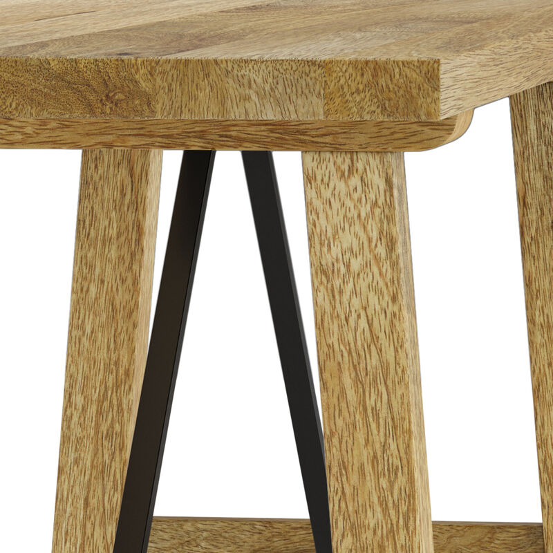 Harvey SOLID MANGO WOOD 47 inch Wide Industrial Contemporary Bench in Natural