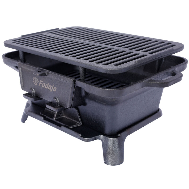 Streamdale Oval Cast Iron Grill: Outdoor Charcoal Grill & Skillet