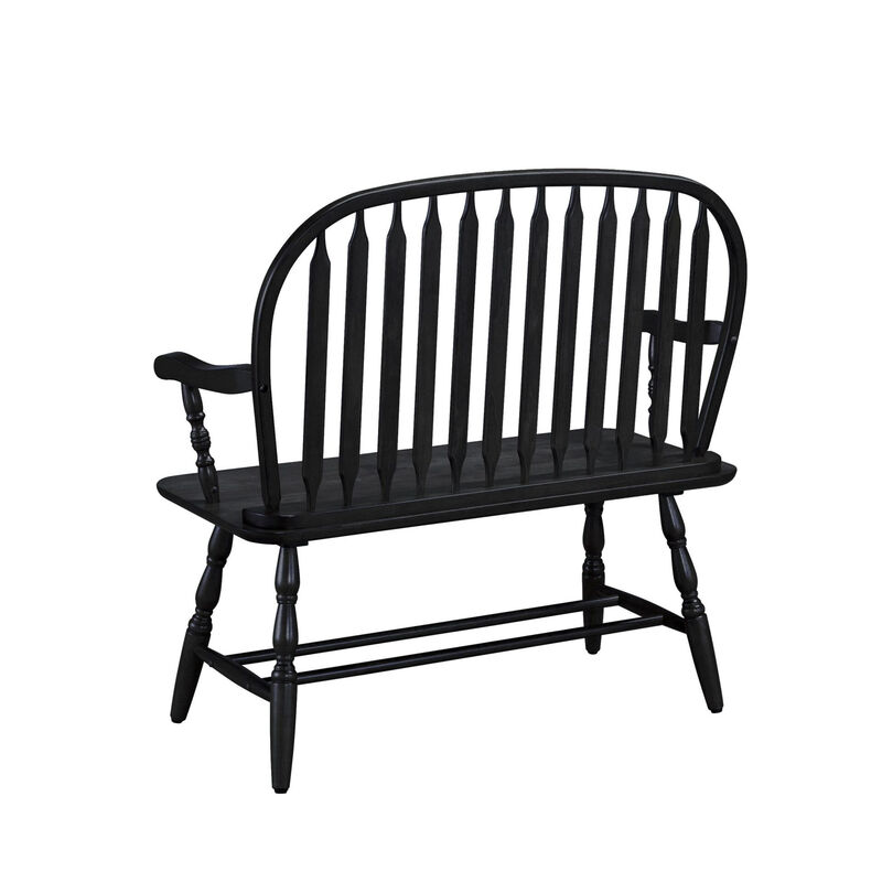 HomeRoots 44" Wood Windsor Spindle Back Bench image number 2