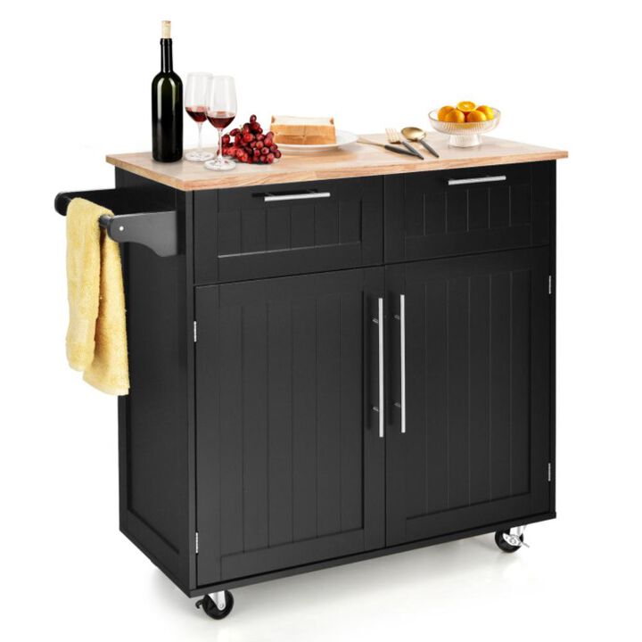 Hivvago Heavy Duty Rolling Kitchen Cart with Tower Holder and Drawer