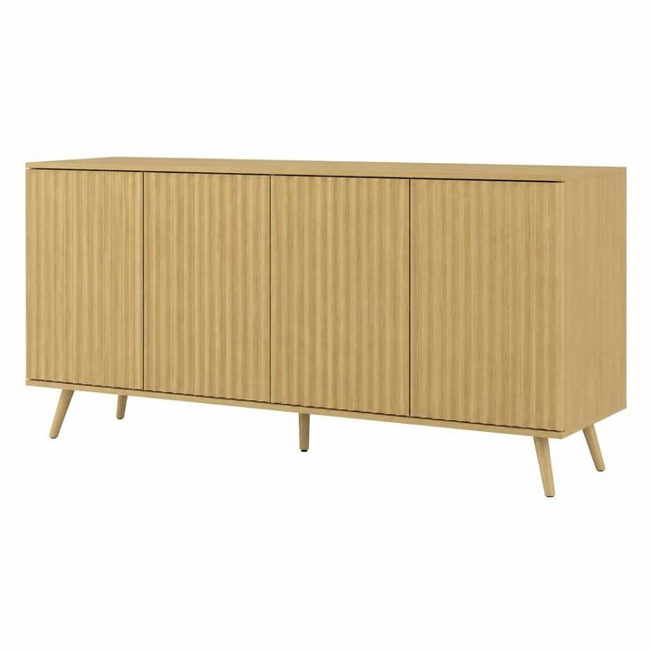 GOODSILO Wood Sideboard Buffet Cabinet with 4 Doors and Adjustable Shelves, Versatile Storage Credenza for Living Room Kitchen Dining Room Entryway