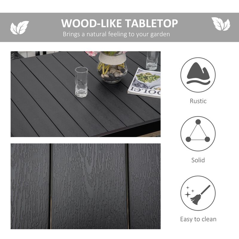 Black Outdoor Dining: Rectangular Aluminum Patio Table for 6