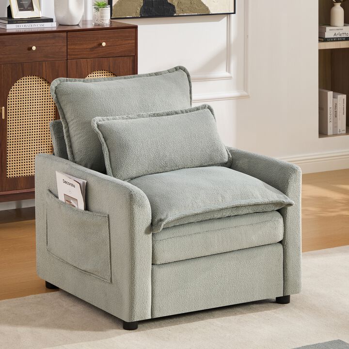 Merax Faux Fur Single Accent Armchair with Double-Layer Cushion