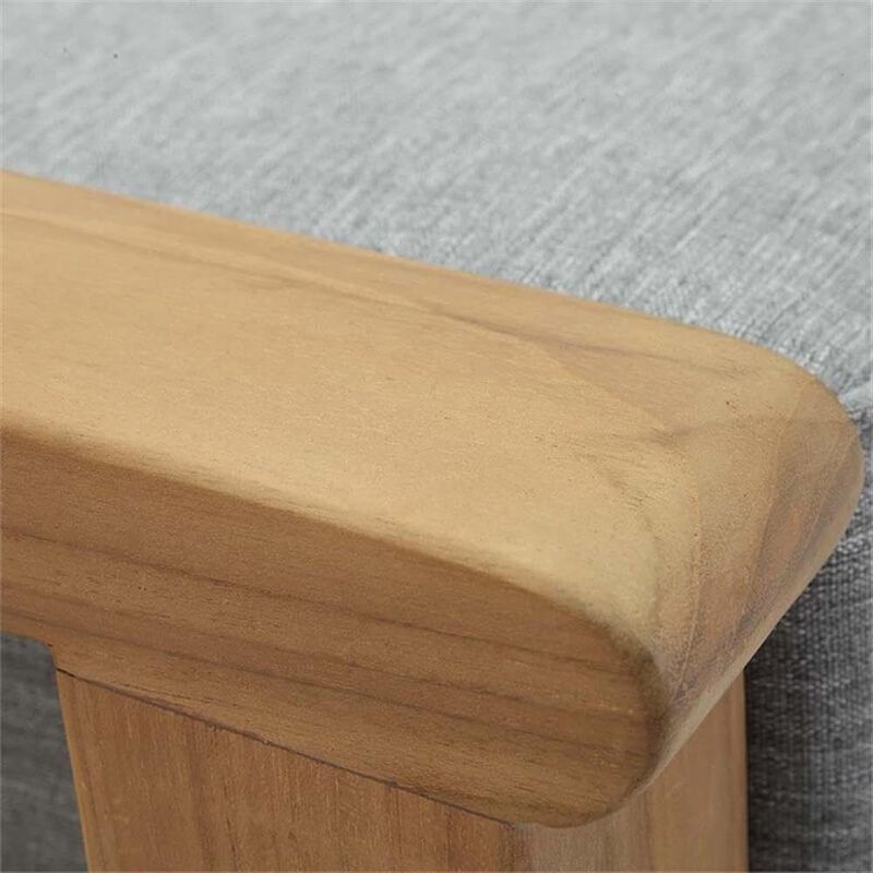 Modway EEI-1152-NAT-GRY-SET Marina Premium Grade A Teak Wood Outdoor Patio Ottoman, Natural Gray image number 4
