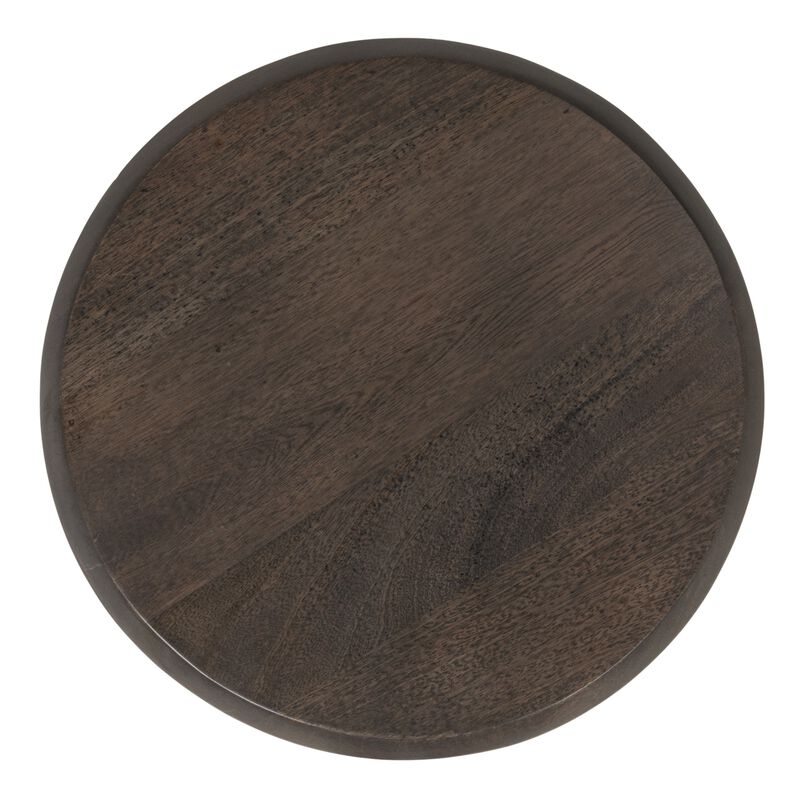 Round Ribbed Mango Wood Side Table, Grey image number 4