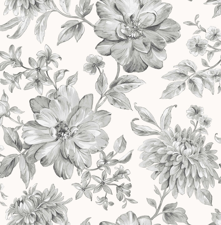 Gabriela Grey Floral Wallpaper
