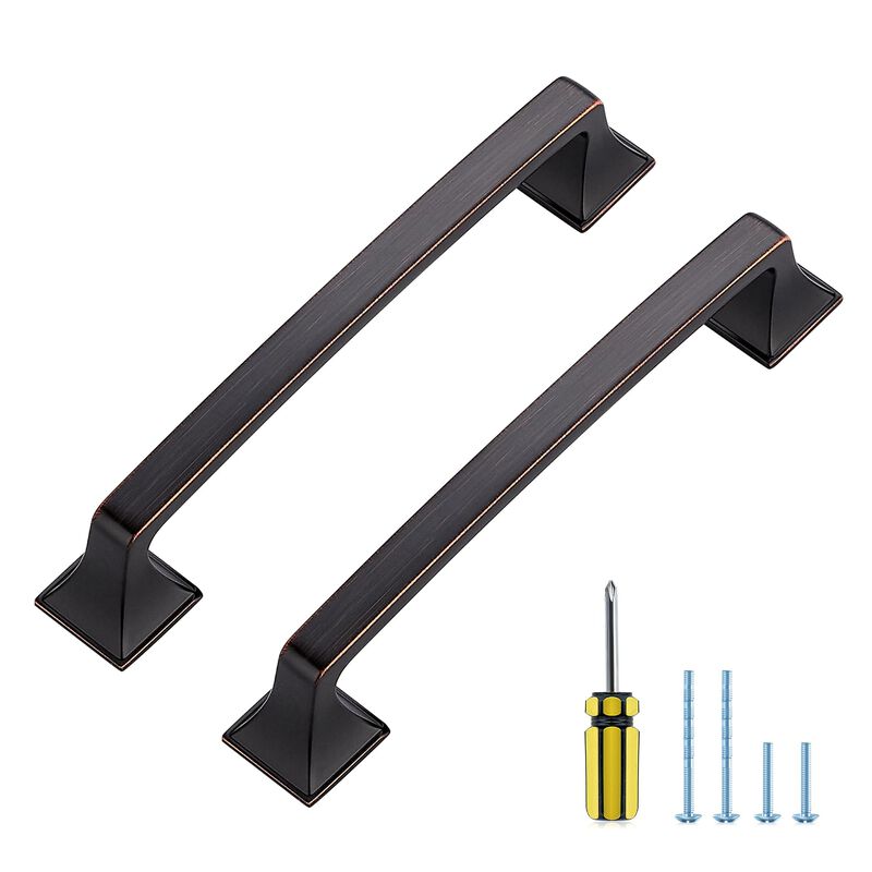 5 Pack Kitchen Cabinet Handles 5 Inch Hole Center Oil Rubbed Bronze Cabinet Pulls Solid Drawer Pulls for Kitchen Cabinet Door Ha image number 0