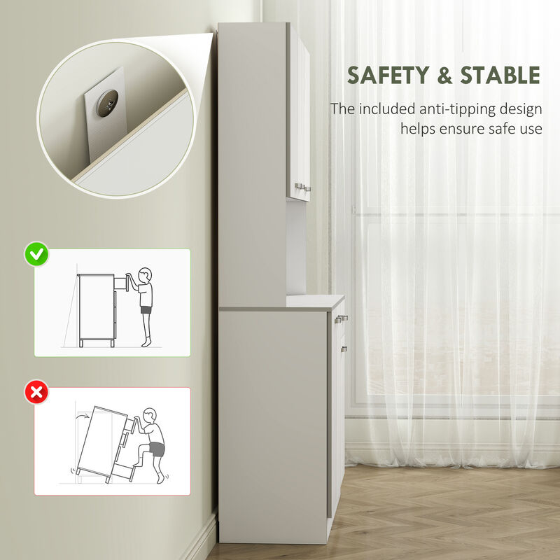 Hivvago Tall Storage Cabinet with Countertop and 3 Adjustable Shelves image number 6