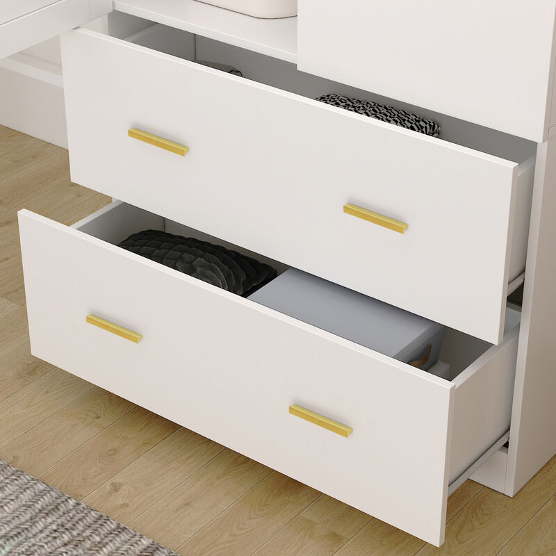 FUFU&GAGA Wardrobe with Full-Length Mirror, PB Particleboard & Paper Laminate (31.5" W x 72" H x 18.9" D)