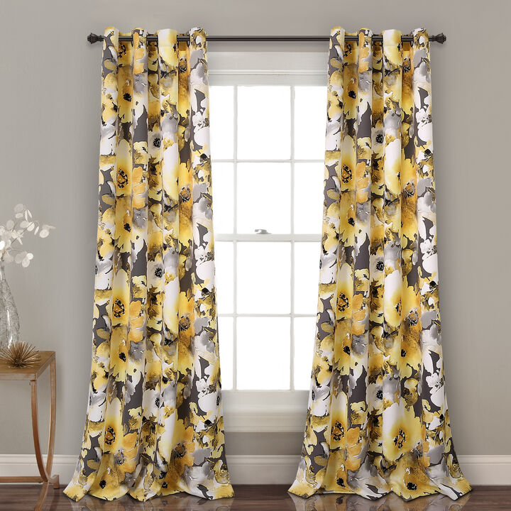 Floral Watercolor Light Filtering Window Curtain Panels