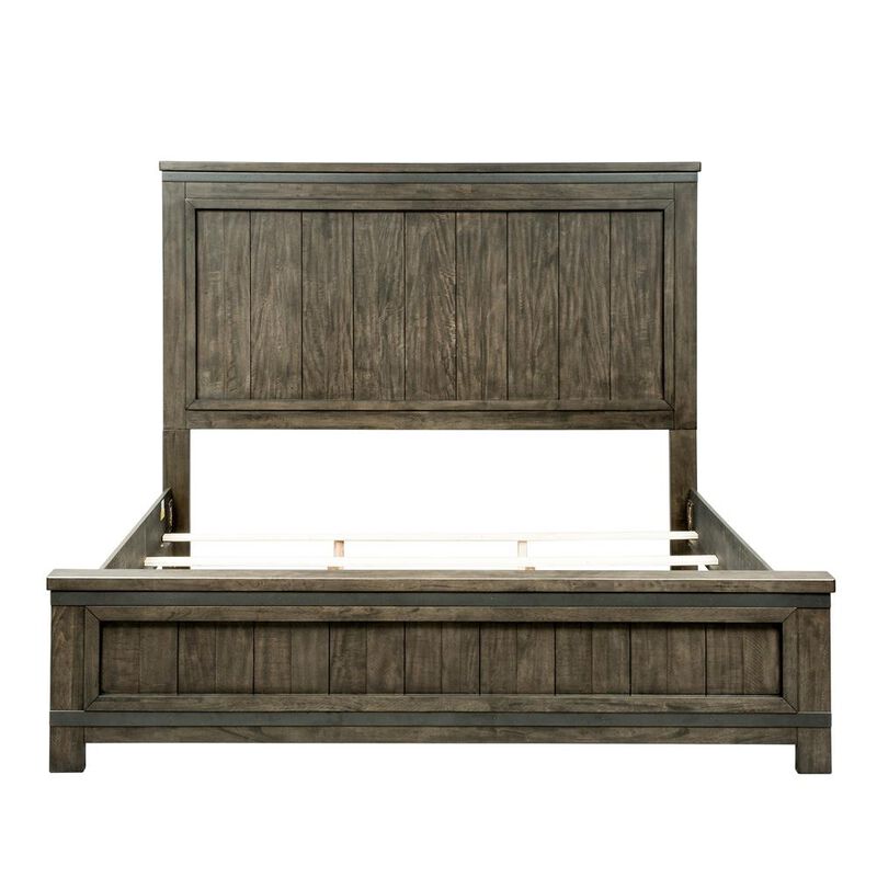Liberty Furniture Thornwood Hills King Panel Headboard in Rock Beaten Brown w/ Saw Cuts image number 3