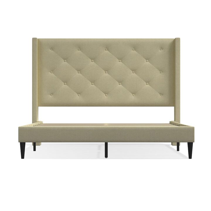 Rize Home Carrington Queen Platform Bed Beige
