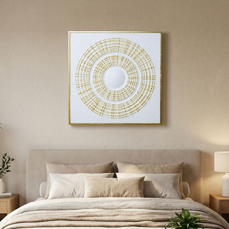 31.5" Modern Radiant Gold Metal Square Wall Art Decor image number 2