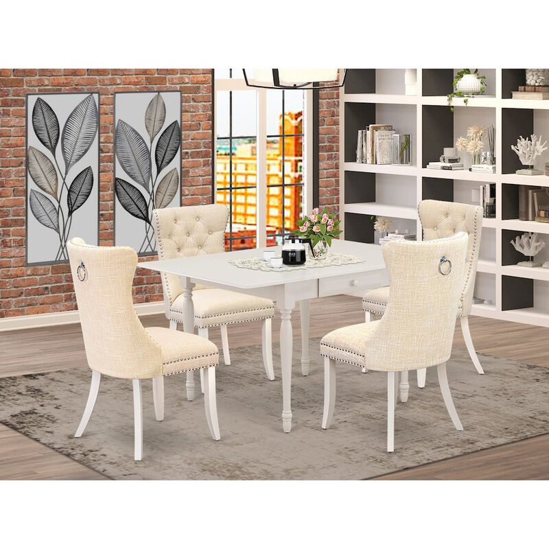 5 Piece Dining Table Set Contains a Rectangle Kitchen Table with Dropleaf