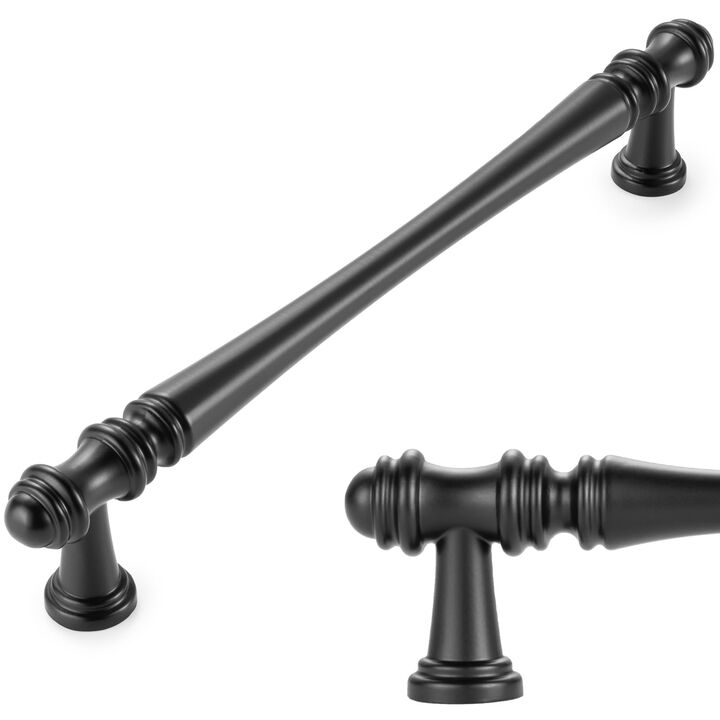 KOOFIZO Classical Cabinet Pull - Black Furniture Handle, 6-1/4 Inch Screw Spacing, 10-Pack P30 for Kitchen Cupboard Door, Bedroo
