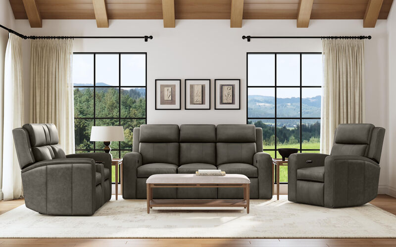 Wyatt Gunmetal Power Reclining Sofa