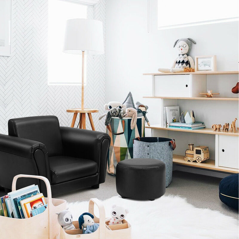 Kids Single Armrest Couch Sofa with Ottoman