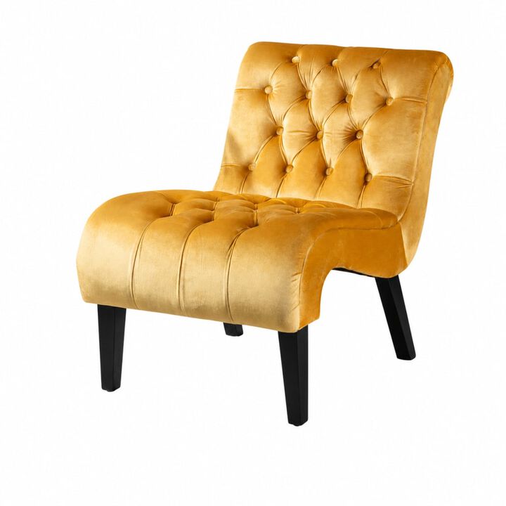 GOODSILO Armless Velvet Upholstered Accent Chair Leisure Chair with Wooden Legs for Living Room, Bedroom, Office, Small Spaces
