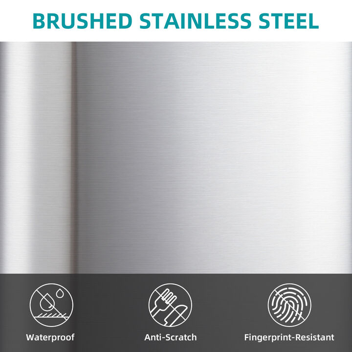 Stainless Steel Kitchen Trash Can, Soft Close Lid, Hands Free Pedal Design, Removable Inner Bucket, Odor Resistant Heavy Duty Rectangular Waste Bin