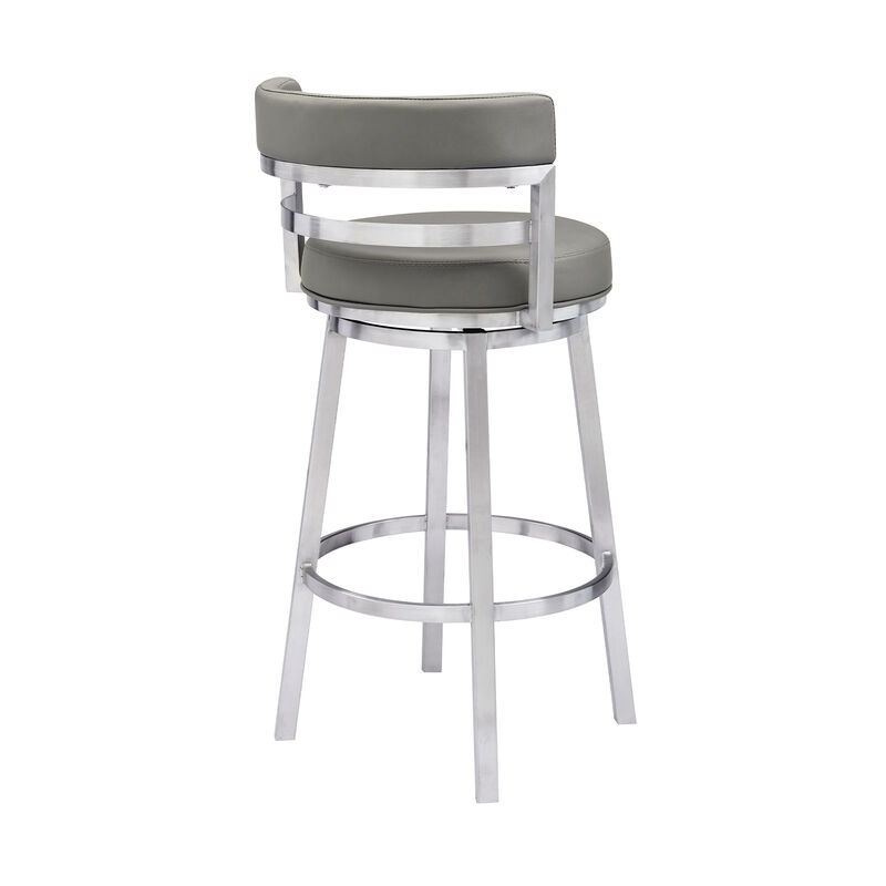 Madrid  Counter Height Swivel Black Faux Leather and Metal Bar Stool