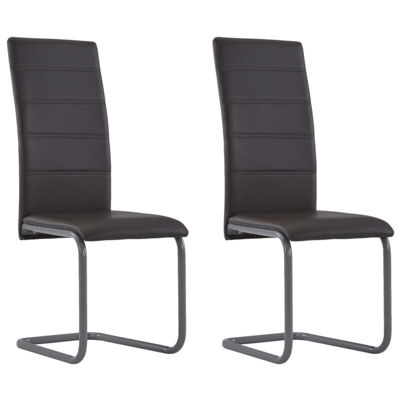 282095 vidaXL Cantilever Dining Chairs 2 pcs Brown Faux Leather image number 0