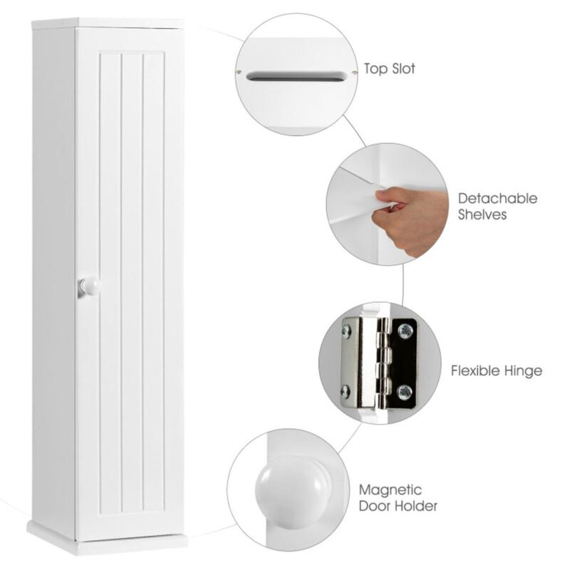Hivvago Free Standing Toilet Paper Holder with 4 Shelves and Top Slot for Bathroom-White