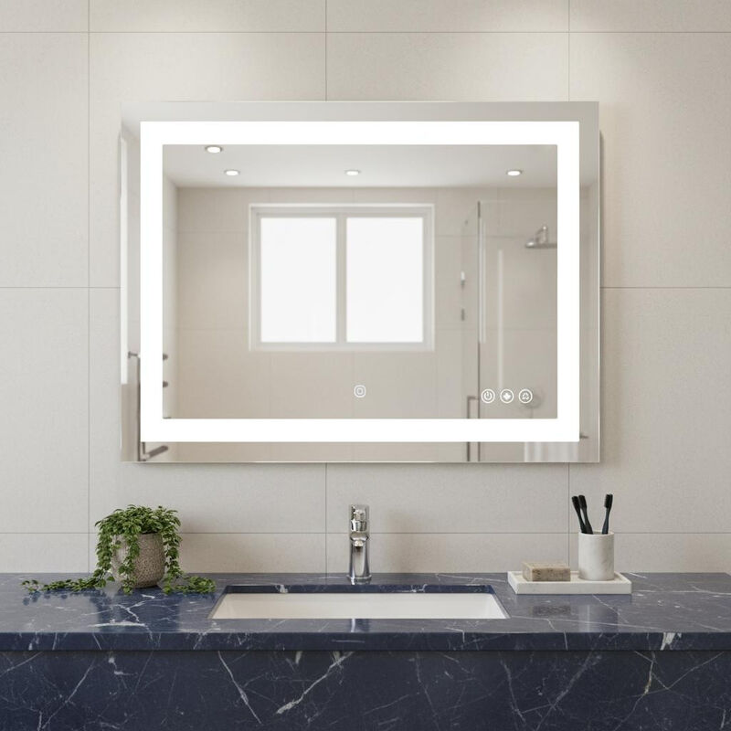 HomeRoots 20" Lighted Frameless Anti Fog Bathroom Vanity Mirror image number 1